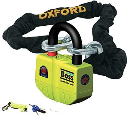 Oxford Boss Alarm Lock & Chain 12mm x 1.2m OF7, Black, 120 cm