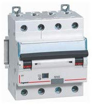 Legrand 411245 Disjoncteur différentiel monobloc DX³6000 10kA arrivée haute et départ bas à vis, 4P, 400V, 20A typeF, 30mA