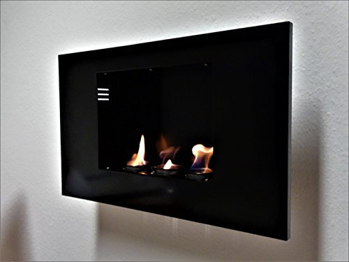 Ethanol- und Gelkamin Kamin Wandkamin Srm-Design Schwarz Breite 65cm / inklusive 3 Brennstoffdosen