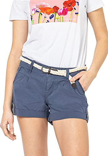 Eight 2 Nine Damen Chino Shorts Hose mit Flecht-Gürtel Blue S