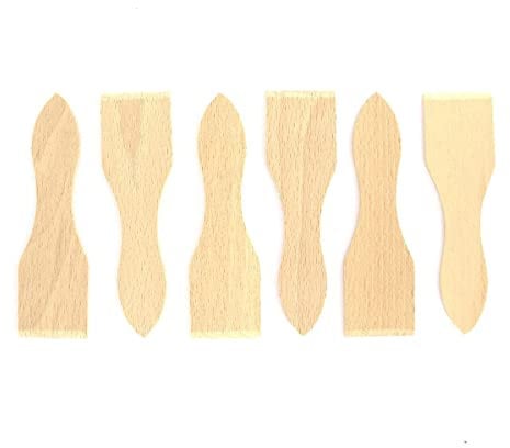 Fackelmann 8641650 Lot de 6 spatules à raclette, spatule pour poêlon par 6, spatule à raclette, spatule, Bois, 12,8 x 3,7 cm, Marron