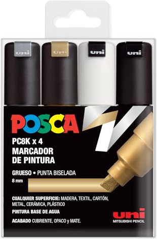 UNI Posca Set PC 8K GSWB - Confezione da 4 pennarelli