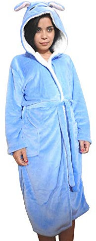 Lovelegis Vestaglia - Accappatoio - da camera - Notte - Pigiama - Uomo - Donna - Unisex - Morbido pile - con cappuccio e cintura - Personaggi - Taglia L - Blue Stitch