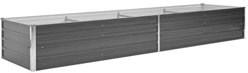 Festnight Garten Pflanzgefäß | Terrasse Hochbeet | Metall Pflanzbeet | Pflanzkübel | Pflanzkasten | Blumenkasten | Grau Verzinkter Stahl 320x80x45 cm