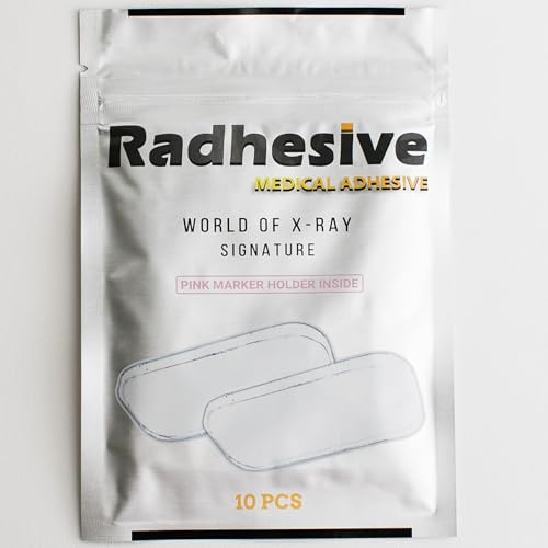 RADHESIVE 10PCS X-Ray Marker Adhesive Strips With Pink Marker Holder, Extra Strong & Sticky, Heavy Duty, Washable & Reusable Medical Adhesive Strips By World of Xray