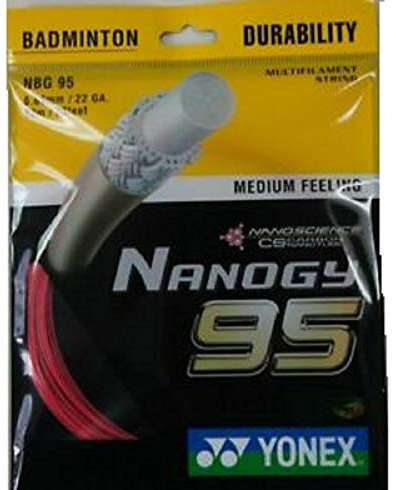 YONEX Nanogy 95 Badmintonsaiten, 0,69 mm, Rot