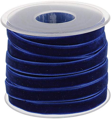 POFET 20 Yard 10mm Wide Velvet Ribbon Roll for Crafts Decoration - Blue