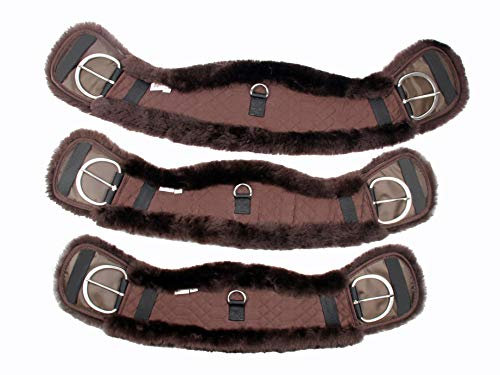 Merauno® Lammwolle Western Mondgurt Sattelgurt, aus Qualitäts Merino Lammwolle, Spezielle Anatomisch Konkave Form, für Bessere Rutschfestigkeit. (Braun,75cm)