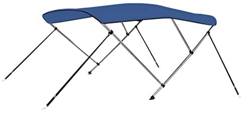vidaXL Toldo Bimini de 3 Arcos Techo de Embarcación Barco Protegedor de Sol Luz Lluvia Parasol Altura Ajustable Recubrimiento de PU Azul