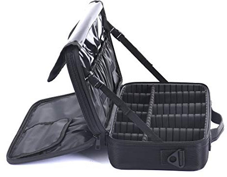 Beauty Case da Viaggio,LOSMILE Borsa Trucco da Viaggio Donna Impermeabile Porta Trucchi Professionale Valigetta Organizzativa Borsa Cosmetico con Divisore Regolabile.(L-nero)