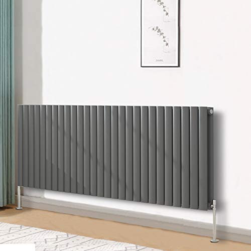Blümme Oval Radiator Horizontal Designer Double Panel Radiators Bathroom Central Heating 600x1593mm Anthracite