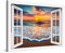 PICANOVA – Stampa su Tela Tramonto sul Mare Finestra 120x80cm – Quadro su Tela Moderno Incorniciato con Spessore di 2cm – Foto Decorazione da Parete Come Dipinto – Collezione Spiagge