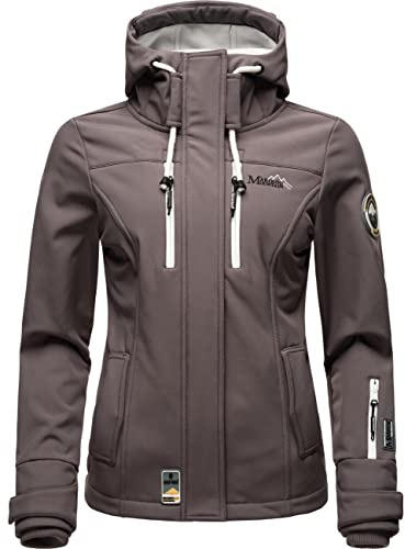 MARIKOO Damen Softshelljacke Übergangsjacke mit Kapuze Kleinezicke Grey Gr. L