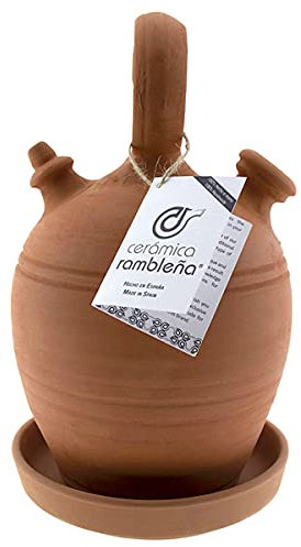 Boîte en céramique en forme de barre rouge traditionnelle avec poignée ronde et base large de la raquette (cordoune) 100 % fabriquée à la main 3 l