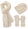Villand 3 in 1 Damen Wolle Mütze, Schal & Handschuh Winter Sets, 3-teilige Zopfstrickmütze für Damen mit Geschenkbox (Beige)