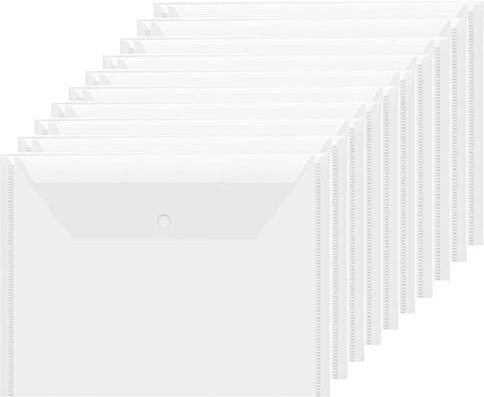 20 Stück Dokumententasche A4 Transparent mit Druckknopf,Klarsichthülle A4 Dokumentenmappe A4 zum abheften,Dokument Organisieren Sichttasche A4.