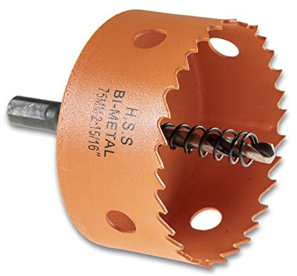 ChiliTec Lochsäge 75mm Bohrer für Hohlwanddosen mit Auswerfer Spirale Bi-Metall Für Holz Kunststoff Trockenbau Schnitttiefe 38mm gehärtet Bi-Metall für präzise Schnitte