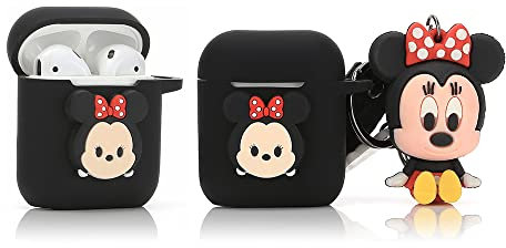 Derhom in silicone Airpods Coperta Carina Divertente Compatibile per Apple Airpods 1 e 2 [Cartoon Cintura Bambola Serie] (Minnie)