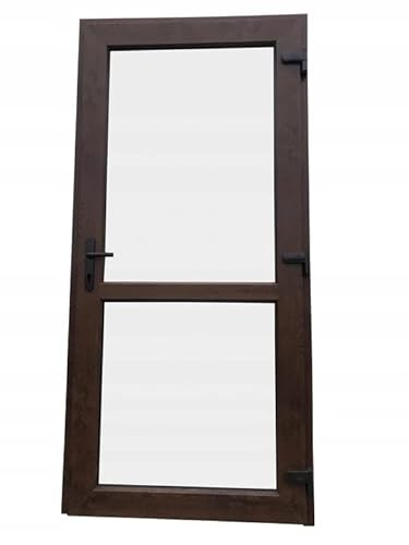 PVC Außentür. PVC-Tür für Geschäft, Balkon, Haus, Wirtschaft. 4 Farben: Anthrazit, Goldeiche, Walnuss, weiß (100x200 Rechte Tür, nuss)