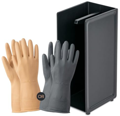 COELO Hidden Glove Drying Holder Rack Dryer for Kitchen Gloves Cloth Linen Sponge Loofah Table Top Stand with 1 Pair Dishwashing Rubber Glove, Black