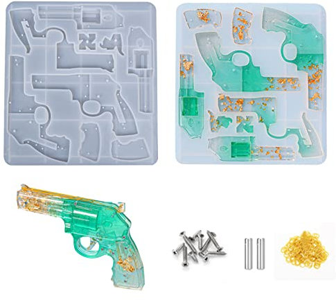 Epoxy Resin Mould,3D Gun Silicone Molds,Pistol Shape Resin Mould, Crystal Jewelry Casting Moulds, DIY Craft 3D Gun Resin tool for DIY Keychain Pendant Crafts Home Decoration