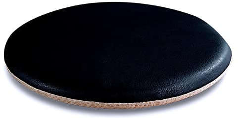 ZIBENE Stuhlkissen Outdoor Wasserfest, Sitzpolster Hocker Rund 30 cm mit Gummi, HitzebestäNdig Waschbar Leder Sitzkissens Mit ReißVerschluss, Antirutsch für Barhocker KüChenstuhl Schwarz