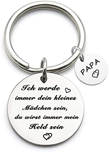 Papa Geschenk Ich werde immer dein kleines Mädchen sein, du wirst immer mein Held sein Schlüsselanhänger Best Papa Ever Schmuck Vatertags Geschenk Geburtstag Geschenk von der Tochter an den Vater