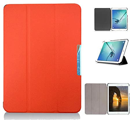 Étui pour tablette Samsung Galaxy Tab S2 9,7 SM- T810/T815C/T813/T819C - Housse légère en cuir PU avec mise en veille/réveil automatique (orange)
