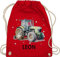 Turnbeutel Rucksack - Trecker Name I Trecker Fan I Traktor Geschenk personalisiert I Geschenk Landwirt - Unisize - Rot - sporttasche kindergarten jungen stoffbeutel wechselkleidung traktoren leon