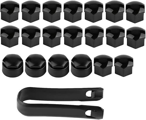 JACCOS 20 Stücke Auto Radmutterkappen für F-ord Kuga 2013-2018,Auto Radmutterkappen Radschraubenkappen Radschrauben Schutzkappen Radmutterkappe Reifen Mutter Bolzen Zubehör,A-Black-19mm