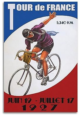 ECHUN Vintage Fahrrad Poster 1927 Tour de France Dekorative Leinwand Wand & Kunstbild Gemälde 50 x 75 cm
