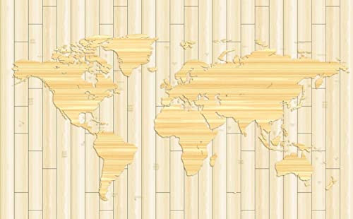 songqians Papier Peint Panoramique Carte Du Monde Grain De Bois En Relief Papier Peint 3D Tapisserie Murale Décoration Chambre Salon -314262 150x105cm
