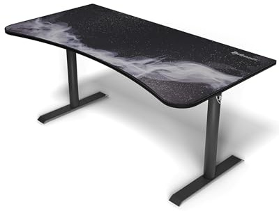 Arozzi Arena Gaming Tisch - Groß 160x82cm Gaming Schreibtisch für kleine Räume - Höhenverstellbar PC Tisch mit Full-Surface Mikrofasermauspad - Kabelmanagement und stabile Stahlbeine - Gunmetal Galaxy