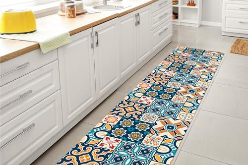 GL Home Tappeto Cucina Antiscivolo Made in Italy Passatoia Antimacchia Multiuso Corridoio Soggiorno Lavabile in Lavatrice - Mattonella Multicolor - 50x350 cm
