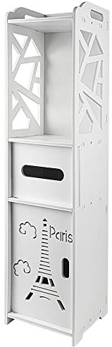 OHMG Petit Meuble de Rangement pour Toilettes, Support pour Papiers Toilettes, Colonne, Armoire de Salle de Bain, Placard, Étagère Réglable, Pieds Résistant à l’Eau, Petits Espaces