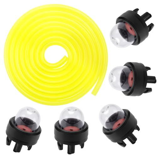 VooGenzek 5 Stücke General Snap-In Primer Kraftstoffbirne und 1 Stück 1.5m Kraftstoffschlauch (2.5 x 5mm), für Kettensägen Gebläse Trimmervergaser Motorsense Rasenmäher