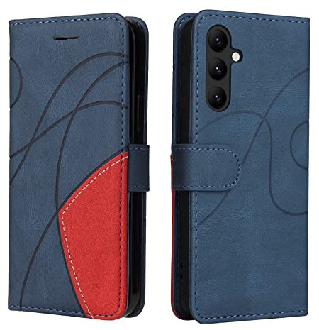 XINNI Housse pour Telephone Samsung Galaxy A55 5G Etui, PU/TPU Rétro Retourner Cuir Coque Magnétique Anti Chute Portefeuille Protection Case Cover, Bleu