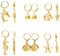LEGENTLISUR 6 Paar Ohrringe Gold Hängend Damen 18K Vergoldet Ohrringe Edelstahl Huggie Hoop Creolen mit Anhänger Schmuck Delfin/Seestern/Krokodil/Elefant/Runde Ball Ohrringe Für Mehrere Ohrlöcher