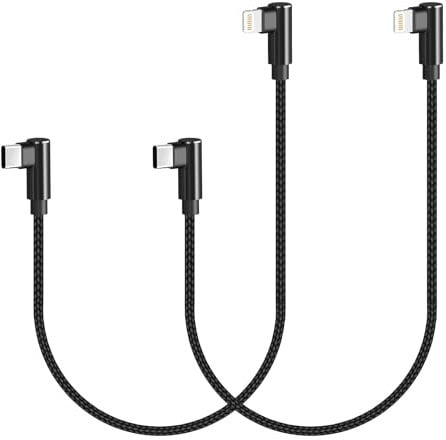 Anker USB C to Lightning Cable - 0.3M 2Pack, Nylon Braided, 90 Degree, Fast Charging, Supports PD, for iPhone 14/13/12/11