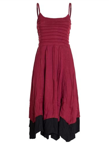 Vishes Damen Sommerkleid mit Spaghettiträgern in Dunkelrot I Größe S (36) I 100% Baumwolle I Träger-Kleid I Ideal für Frühjahr & Sommer I Nachhaltige Alternative Bekleidung