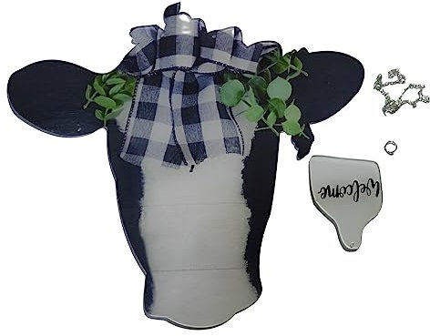 kesurpae Tür zum Aufhängen Willkommensschild Eingang Veranda Brett Bauernhaus Dekoration Urlaub Dekor Einweihungsparty Kunst Bastelbedarf, Schwarz Weiss