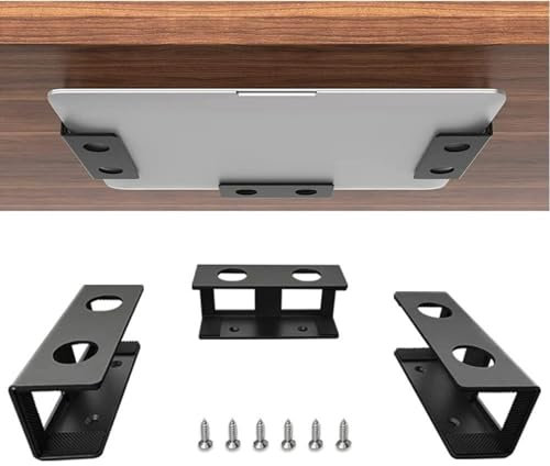 VVGAOGES Universal Under Desk Laptop Storage Mount, Metal Holder Bracket for Devices Up to 2.7 CM Thick - Macbooks, Surface, Keyboards, Tablets (Black)