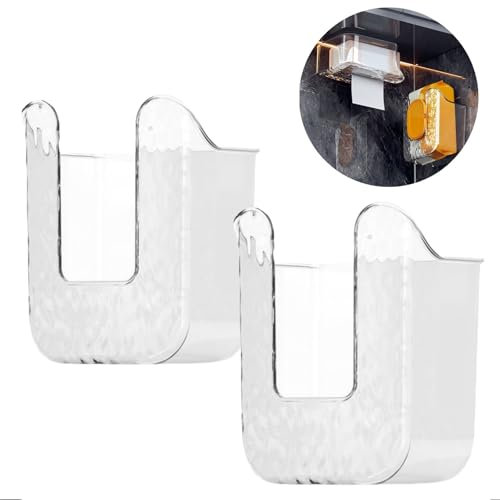 SQDWYGUO 2 Pcs Bathroom Toilet Wall-Mounted Wet Wipes Dispenser Kitchen Wipes Wall Mount Storage Box (Transparent White)