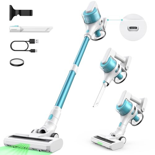 SINCHEREU Akku Staubsauger,Aspiradora inalámbrica Motor 18KPA;4 in 1 AkkuStabstaubsauger, 40 Min Laufzeit,HEPA-Filter +Schwammfilter, Waschbar, Wiederverwendbar für Staubsauger (Blau)