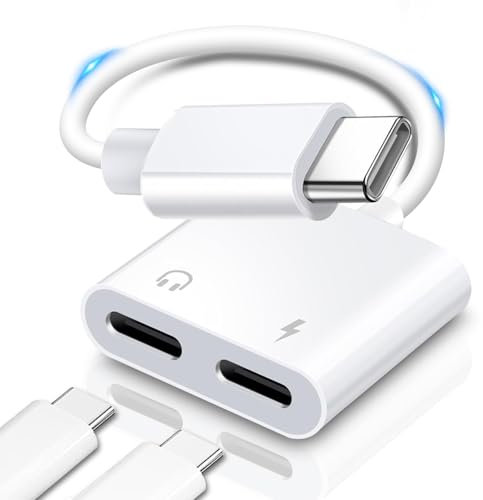 Gbformat Adaptador Tipo C Doble, 2 en 1 Splitter USB C a C, Adaptador de Auriculares y Carga Con PD 60W Carga Rápida Para 15/Pad/Galax S24 S23 S22 S21/Huawe/Xiaom