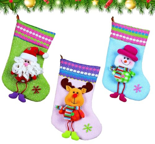 Nikolausstrumpf,3 Stück Weihnachtsstrumpf Deko,Nikolausstiefel zum Befüllen & Aufhängen, Nikolaussocke Weihnachtsdekoration für Kamin, Weihnachtsbaum, Wand, Treppe Weihnachtsbaum