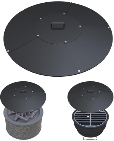 Ardier 28 Round Fire Pit Lid Fits for Bonfire Pits up to 26, Metal Cover with Handle, All-Weather Resistance Outdoor Firepit Accessory, Smokeless Fire Pit Cover for Fire Tables