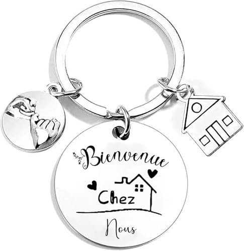 Lumengqi Cadeau Nouvelle Maison Porte-clés Maison, Notre première maison 2024, Cadeaux de pendaison de crémaillère, Cadeaux réchauffants pour les couples Porte clé Maison Couple Personnalisé (6)