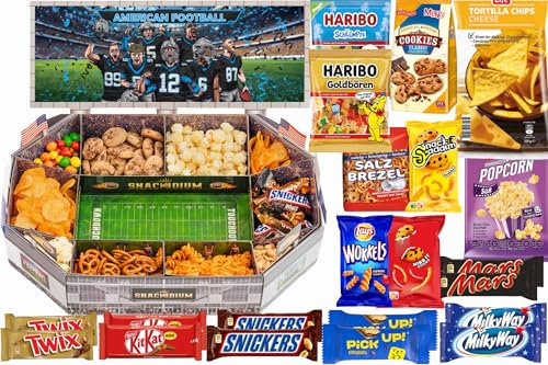 American Football Snackstadion Pro 2024 - Einizgartiges Geschenk für echte Football Fans, Echtes Stadionfeeling für Zuhause. Überraschung für jeden Football Fan - Farben Auswahl (Blau/Schwarz)
