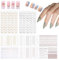 8 Sheets Lines Stripe Nail Art Sticker Decals Gold Silver Nail Stickers Decals Rose Metal Nail Stickers 3D Metal Strip French Design Nail Decals Metallic Curve Wave Lines Nail Decals for Women